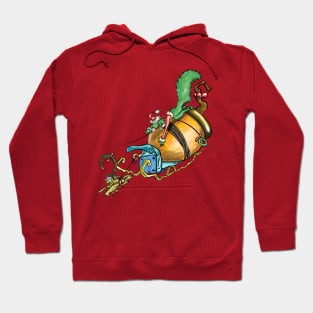 Green colored squirrel stole a christmas acorn Hoodie